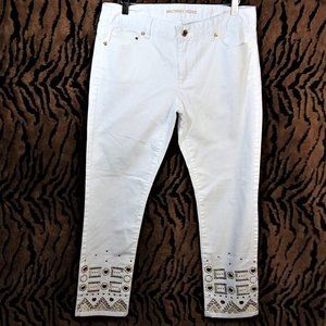 Michael Kors Gold Studded White Cropped Skinny 6